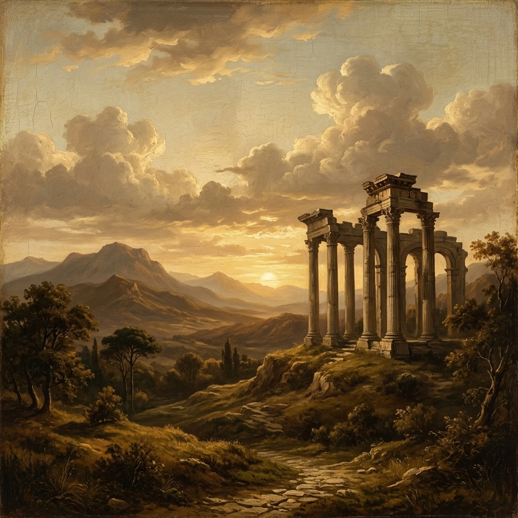 Renaissance Mountain Oil Painting